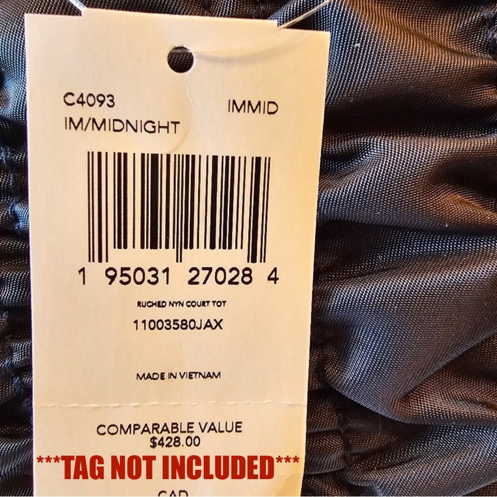 COACH 2 Piece Court Ruched Nylon w/Leather Trim Tote Bag & Boxy Pouch - Picture 13 of 13